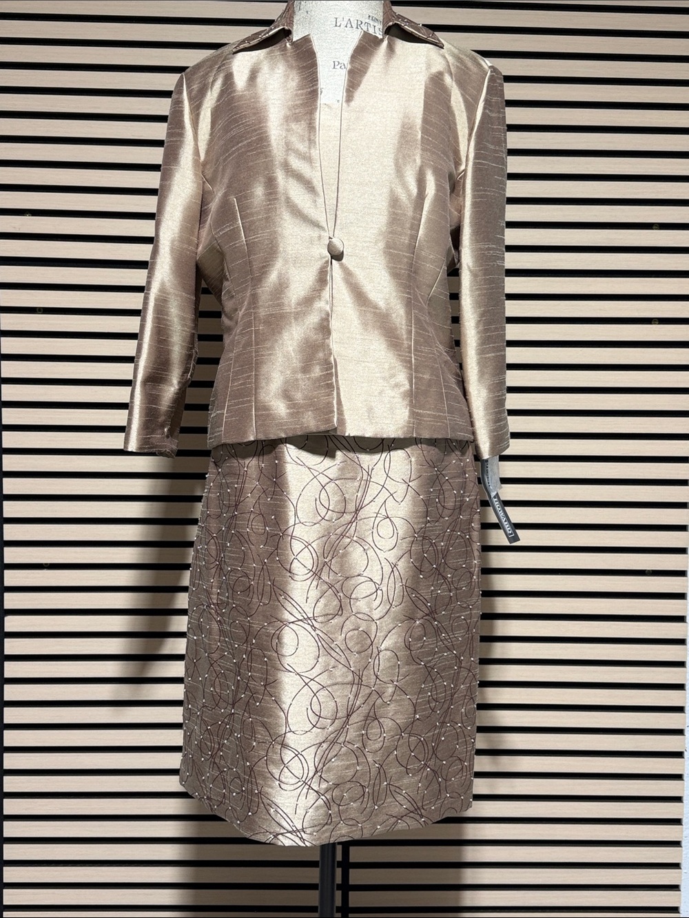 Jessica Howard 3 Pcs Set Champagne Pencil Skirt
